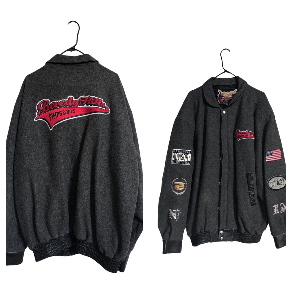 Jeff‎ Hamilton Beverly Hills pimps/ho’s Vtg leather/suede Bomber jacket size XXL